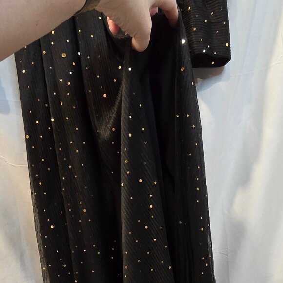 Baltic Born Dress Black With Gold Sparkles Size XL Slit Matching Belt Maxi - Picture 5 of 16
